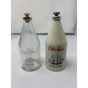 Vintage Old Spice Original Musk Milk Glass After Shave 4.25oz Star Tops Empty